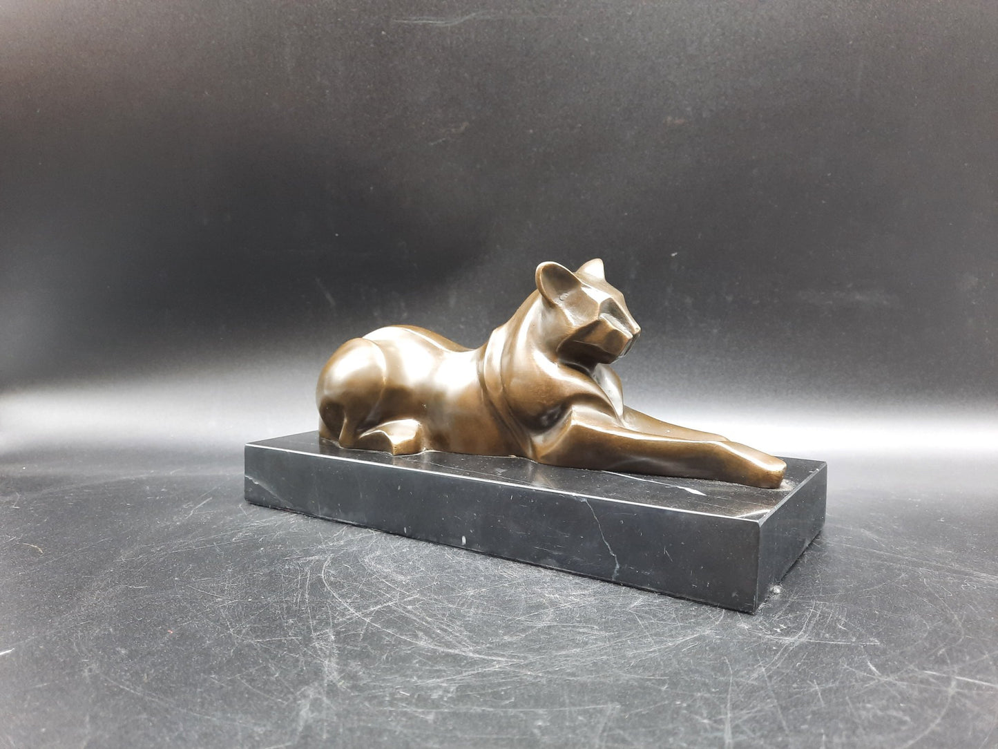FELIN Sculpture bronze sur socle marbre