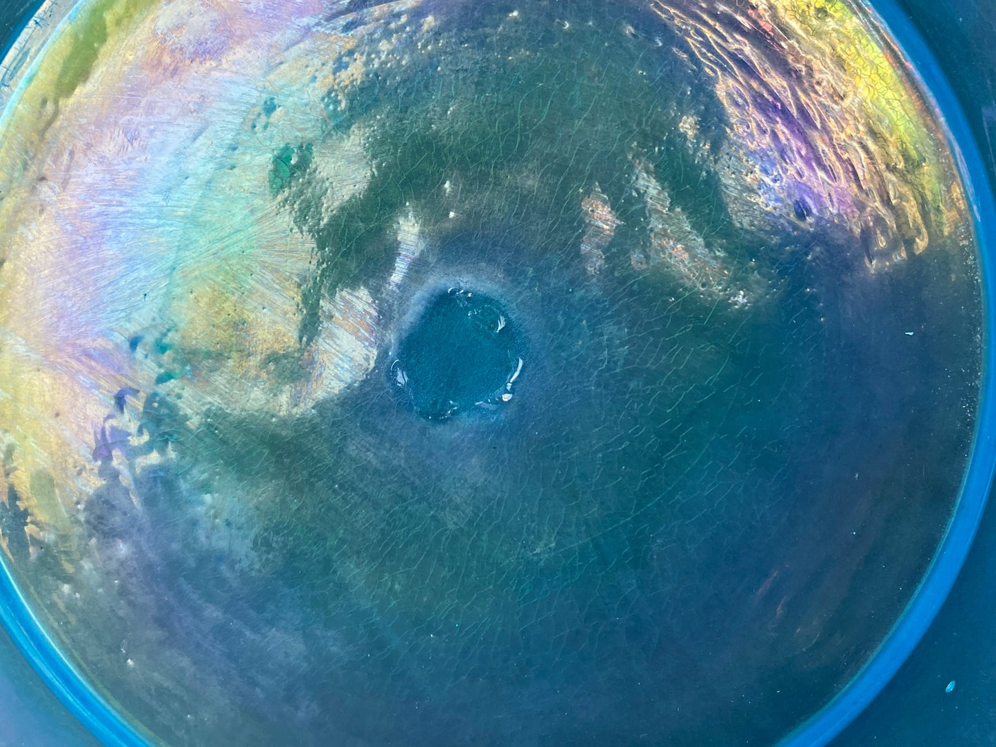 Assiettes en Verre Soufflé Irrisé Bleu, Murano, Venise