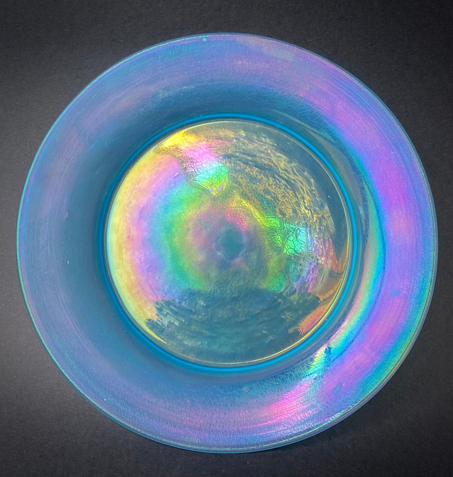 Assiettes en Verre Soufflé Irrisé Bleu, Murano, Venise