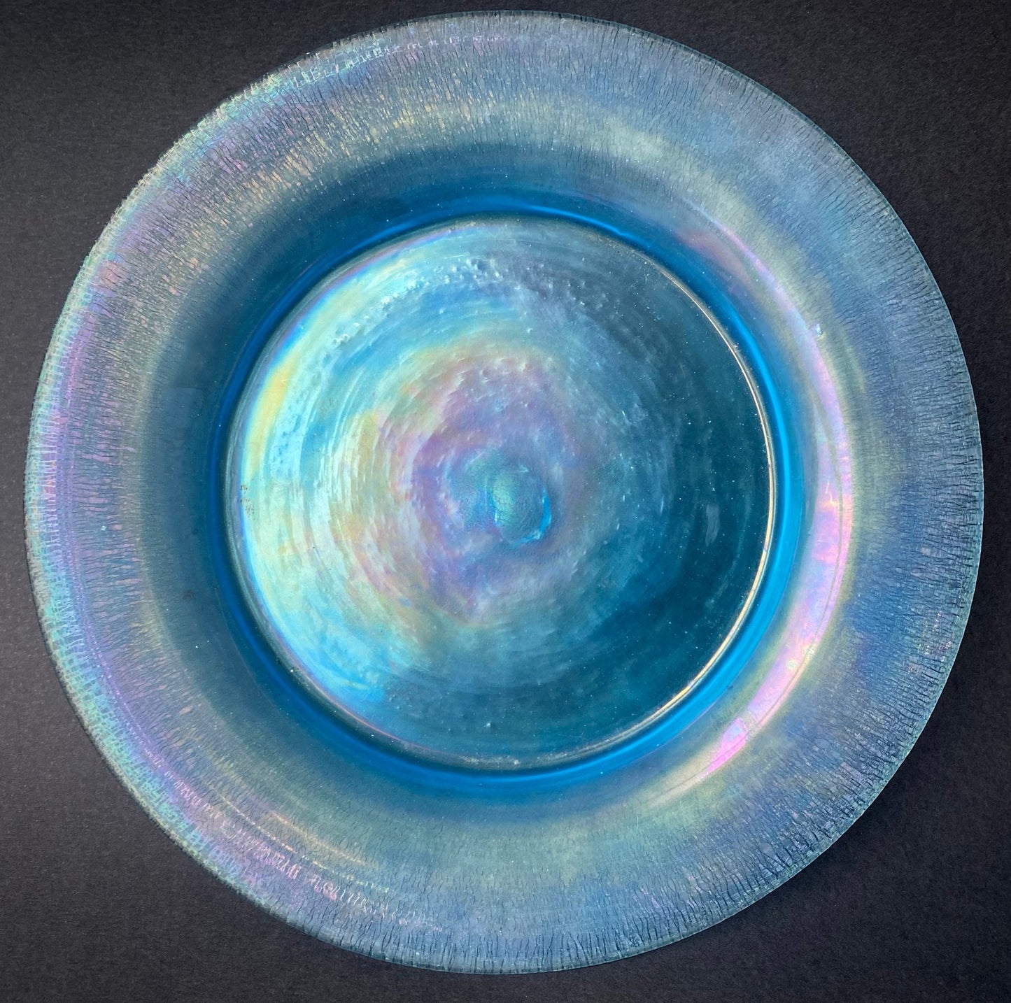 Assiettes en Verre Soufflé Irrisé Bleu, Murano, Venise