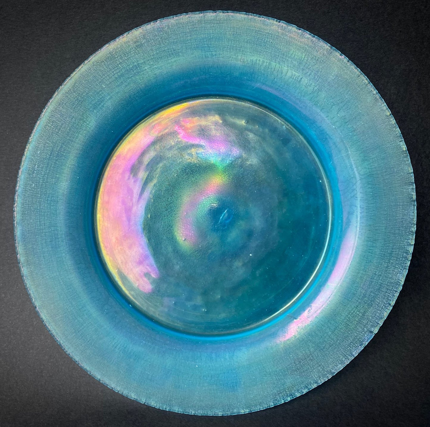 Assiettes en Verre Soufflé Irrisé Bleu, Murano, Venise