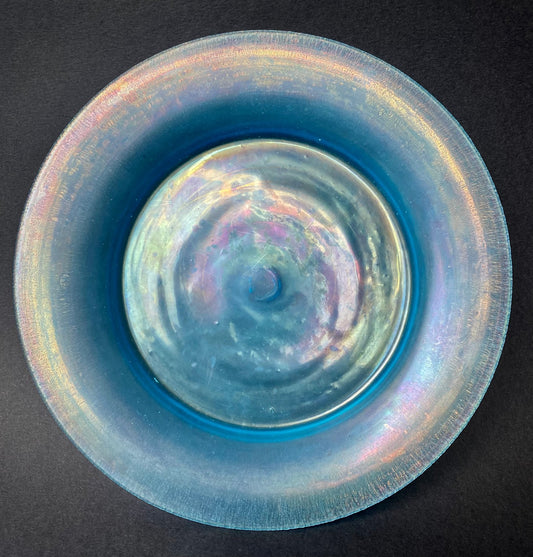 Assiettes en Verre Soufflé Irrisé Bleu, Murano, Venise