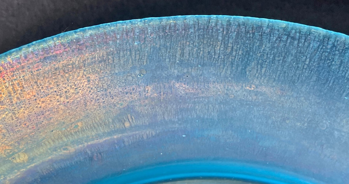 Assiettes en Verre Soufflé Irrisé Bleu, Murano, Venise