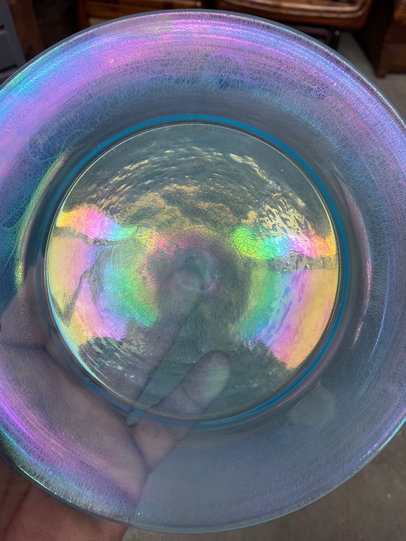 Assiettes en Verre Soufflé Irrisé Bleu, Murano, Venise