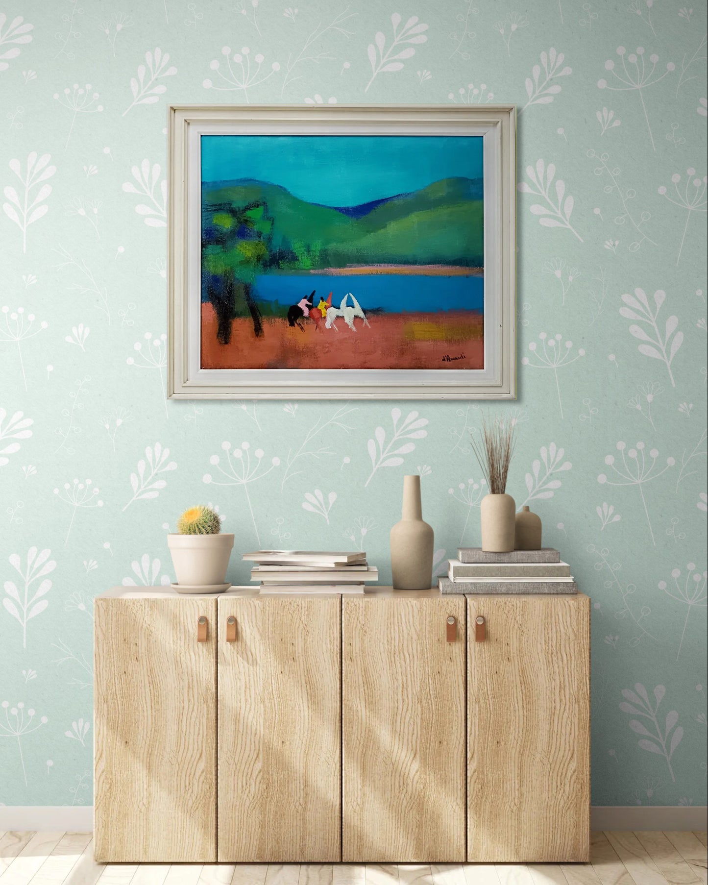 Gian Rodolfo D'accardi (1906-1993) - Cavalcata in paesaggio lacustre