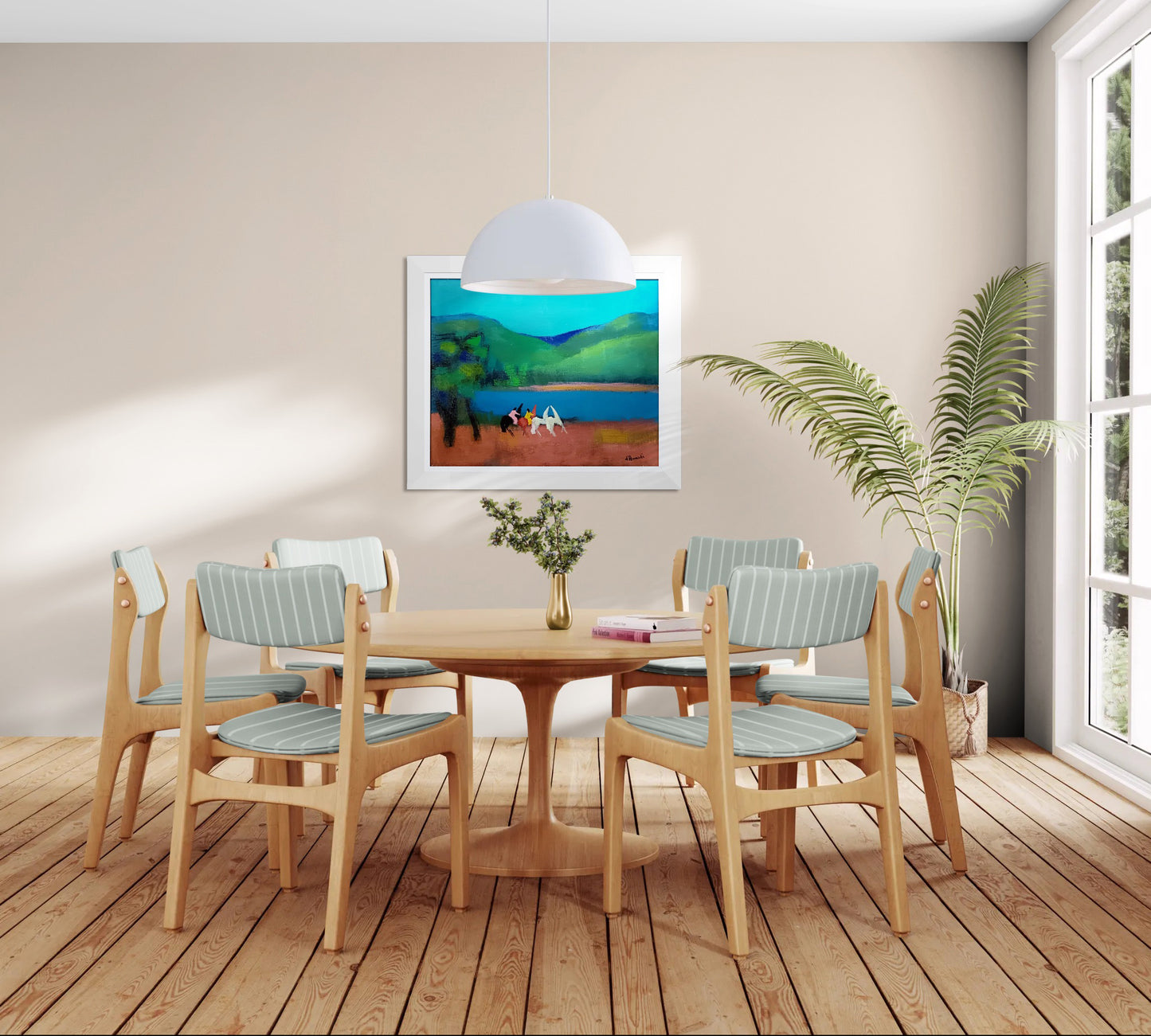 Gian Rodolfo D'accardi (1906-1993) - Cavalcata in paesaggio lacustre