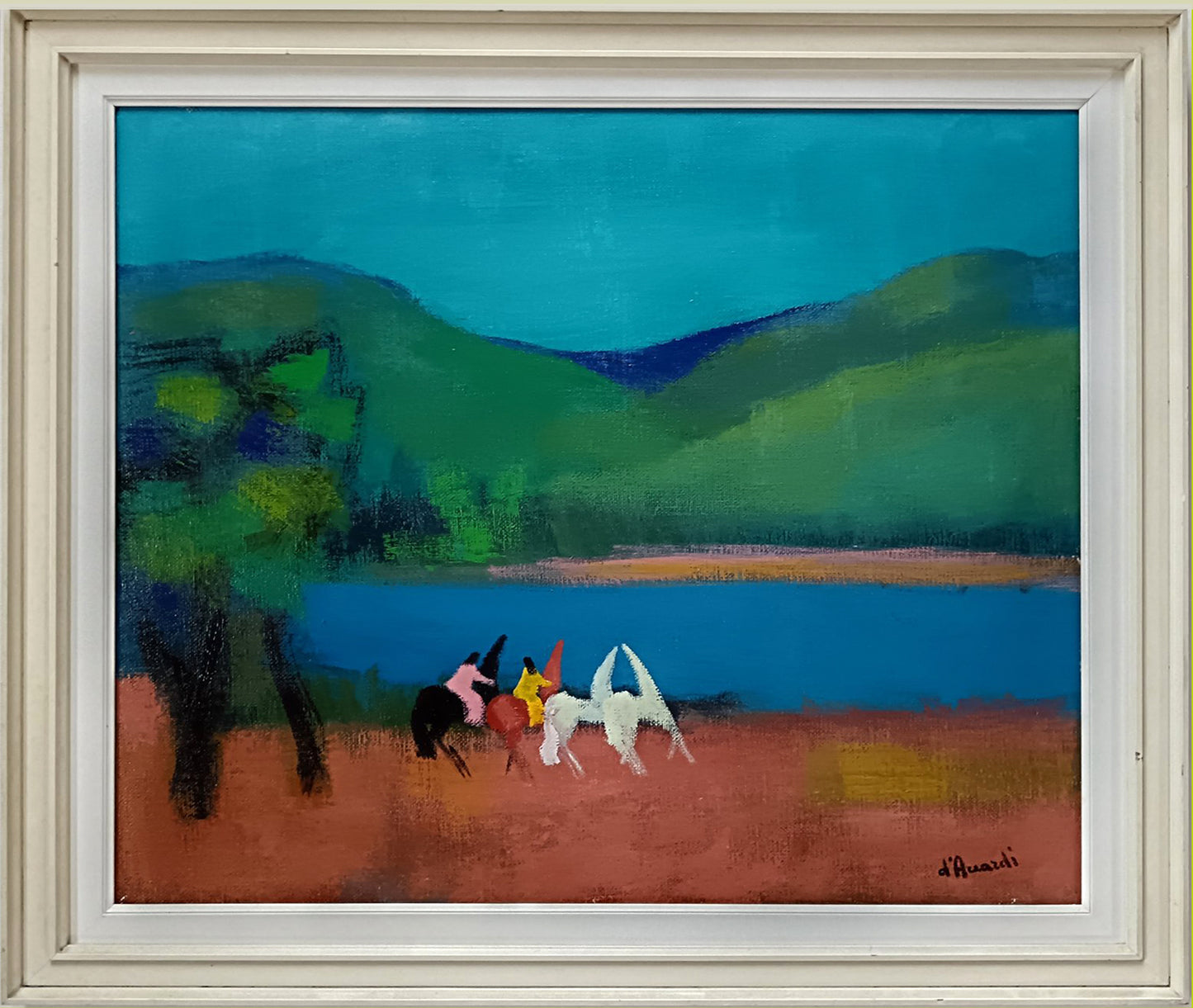 Gian Rodolfo D'accardi (1906-1993) - Cavalcata in paesaggio lacustre