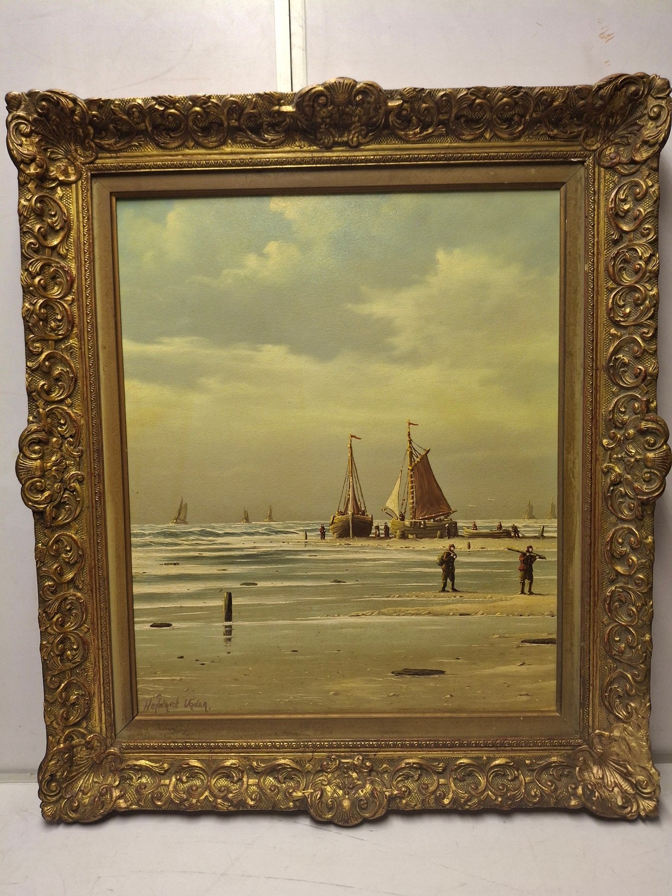 Hendrick Vader (1928-1997) - Botters op het strand - Huile sur toile