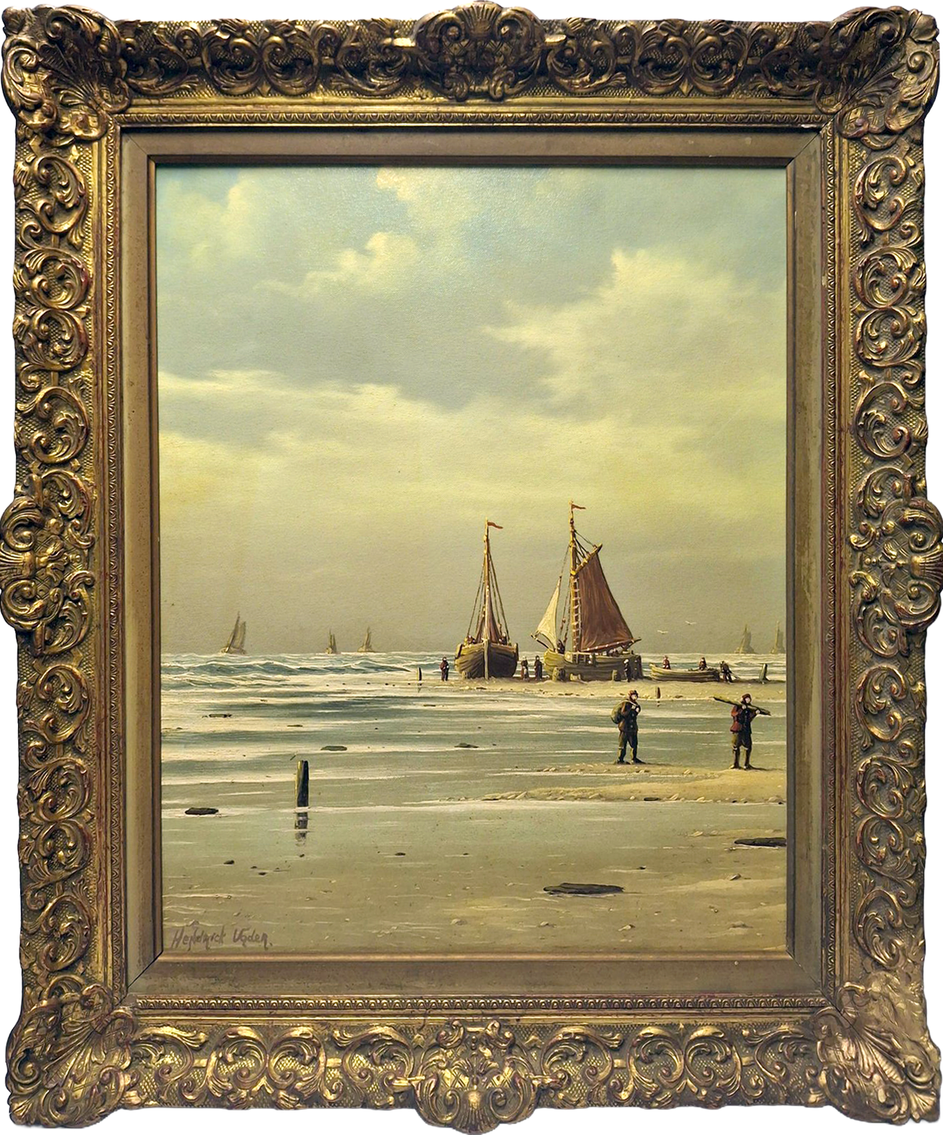 Hendrick Vader (1928-1997) - Botters op het strand - Huile sur toile