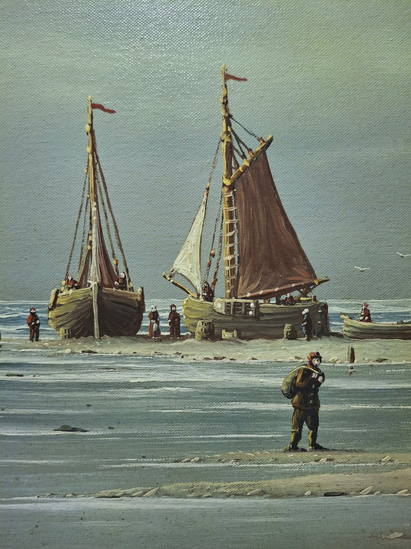Hendrick Vader (1928-1997) - Botters op het strand - Huile sur toile