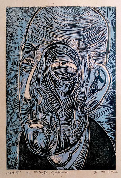 Peter Krusche - Kopf XI - Gravure sur bois imprimée sur papier