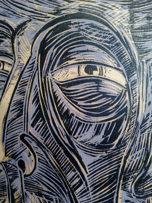 Peter Krusche - Kopf XI - Gravure sur bois imprimée sur papier