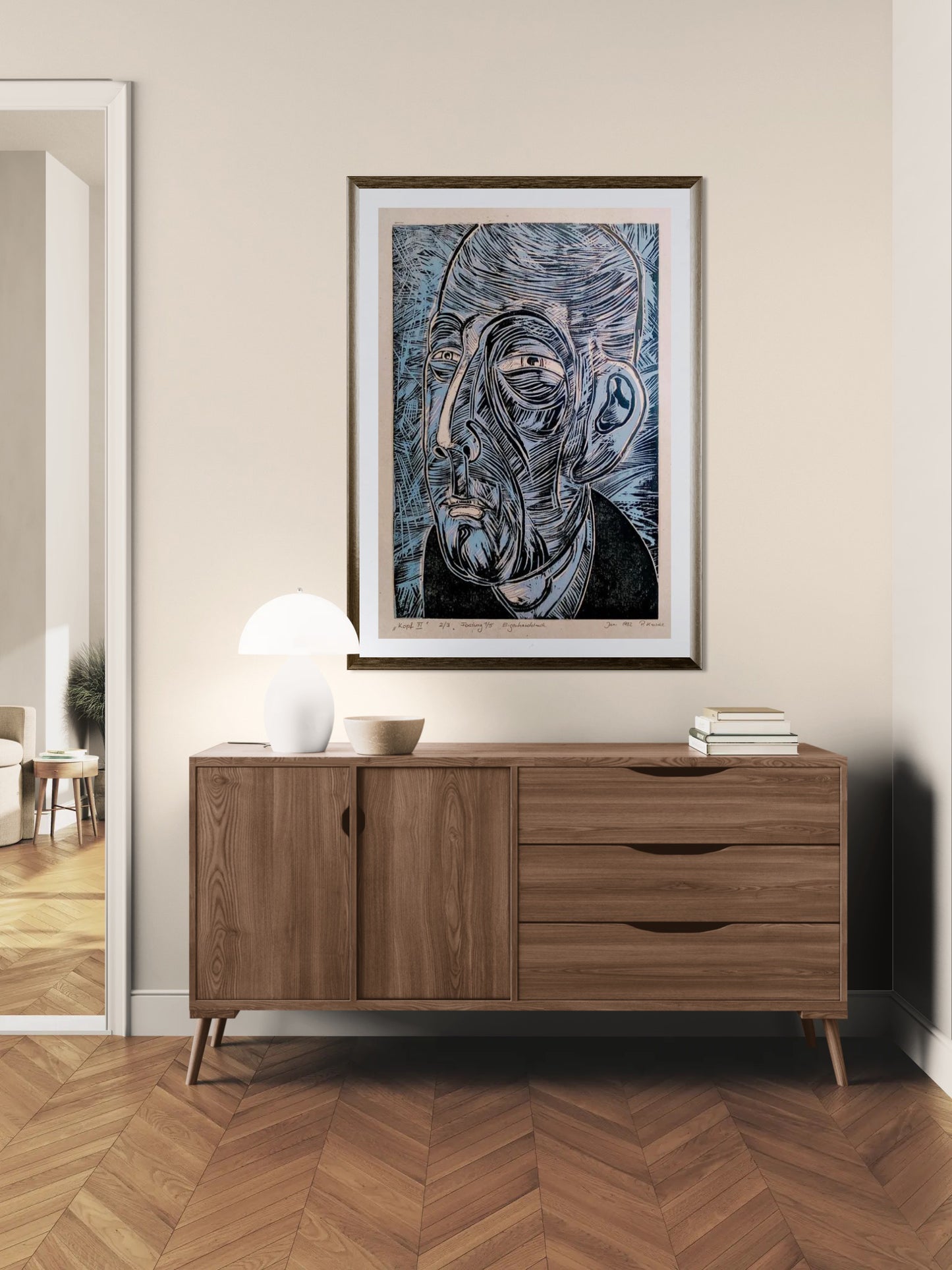 Peter Krusche - Kopf XI - Gravure sur bois imprimée sur papier