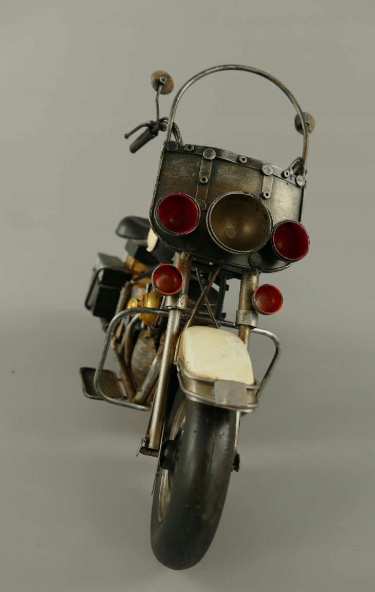 Moto Police Vintage - Jouet en métal blanc - artisanat lituanien