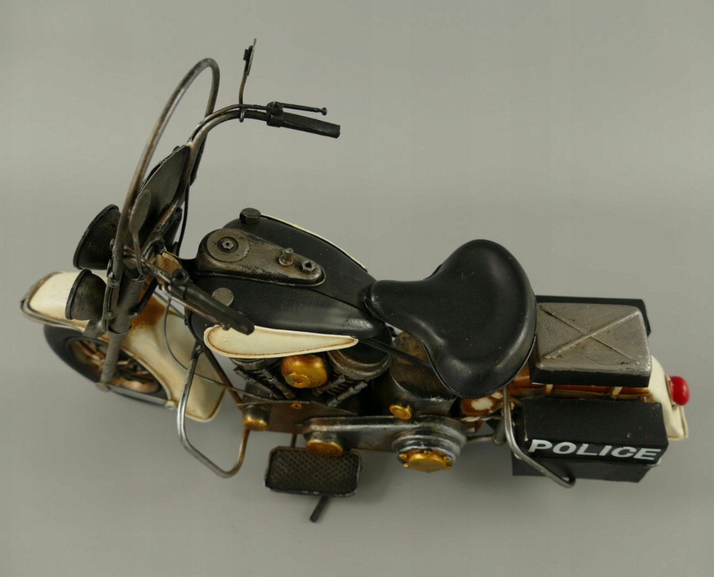 Moto Police Vintage - Jouet en métal blanc - artisanat lituanien