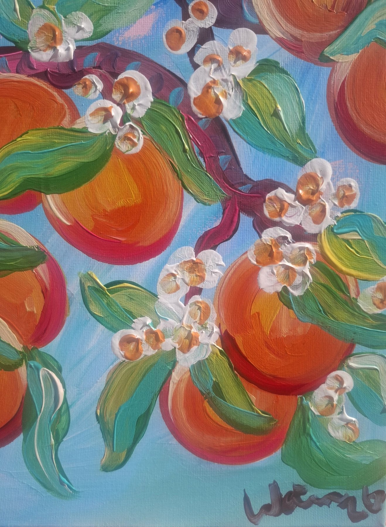Oranges dans la brise - Kirsty Wain  - Acrylique sur toile
