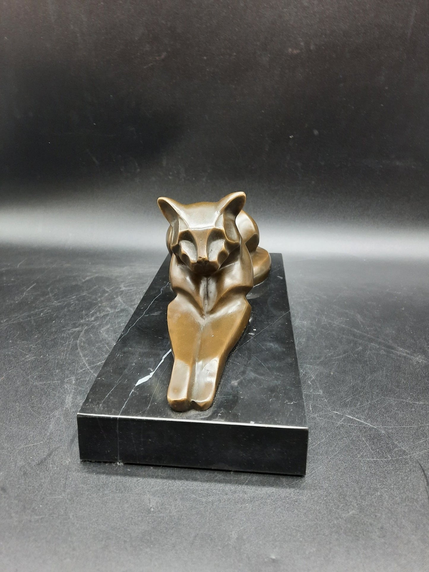 FELIN Sculpture bronze sur socle marbre