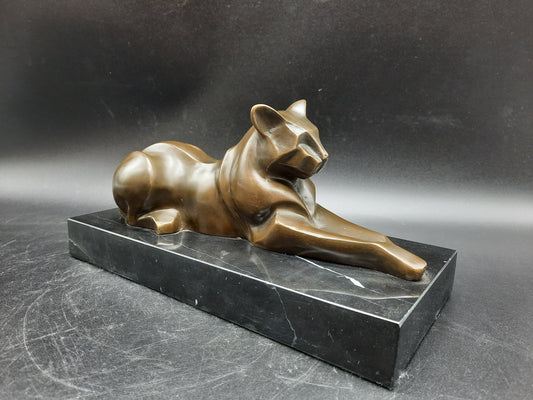FELIN Sculpture bronze sur socle marbre