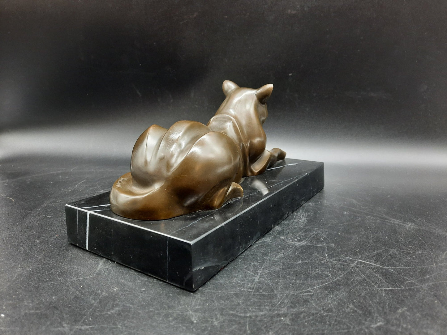 FELIN Sculpture bronze sur socle marbre