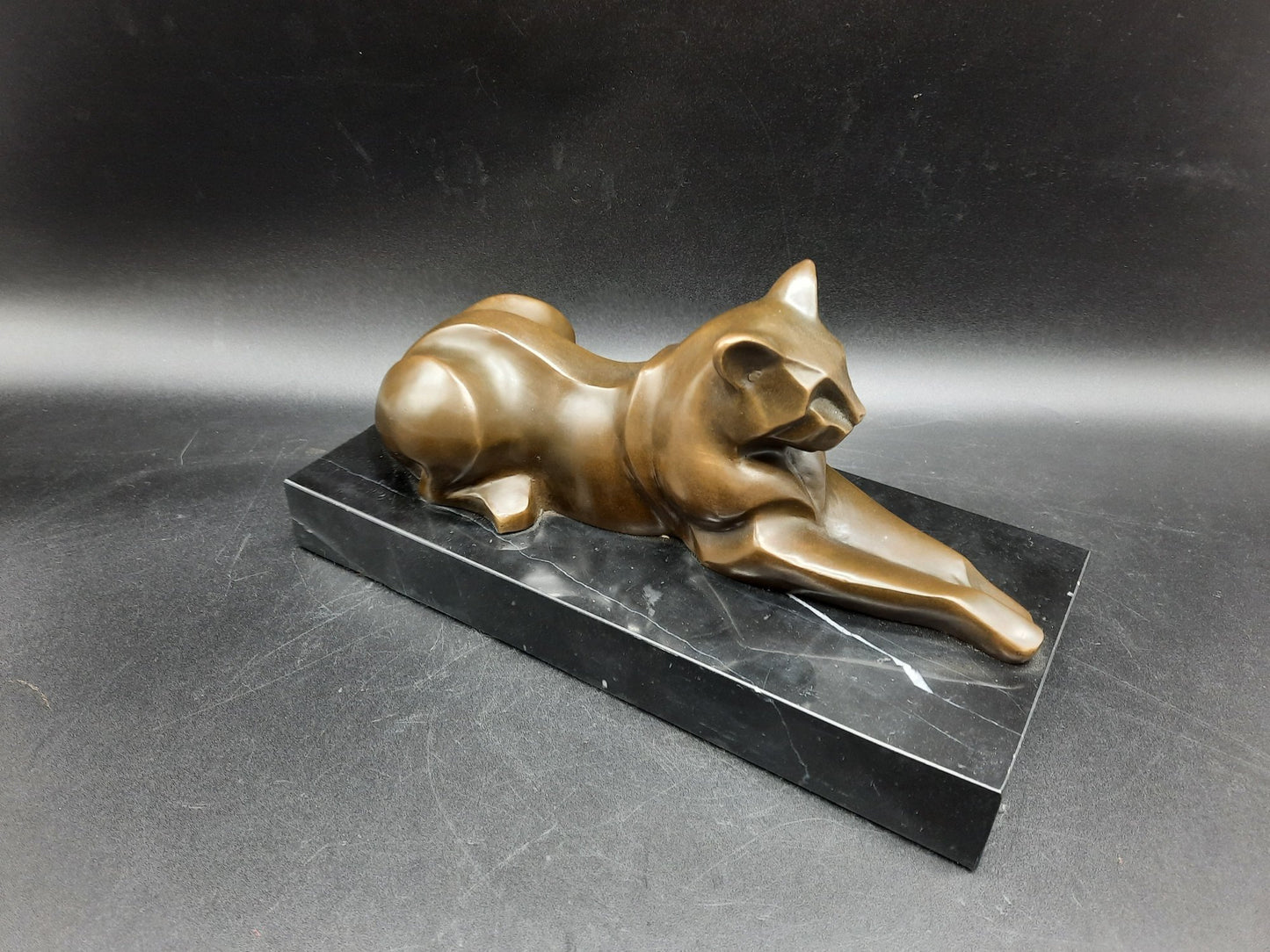 FELIN Sculpture bronze sur socle marbre