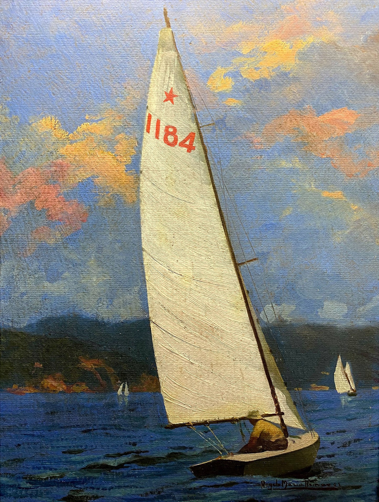 Angelo Maria Armao (peintre ligure) (XX) - Voiles de plaisance 1943