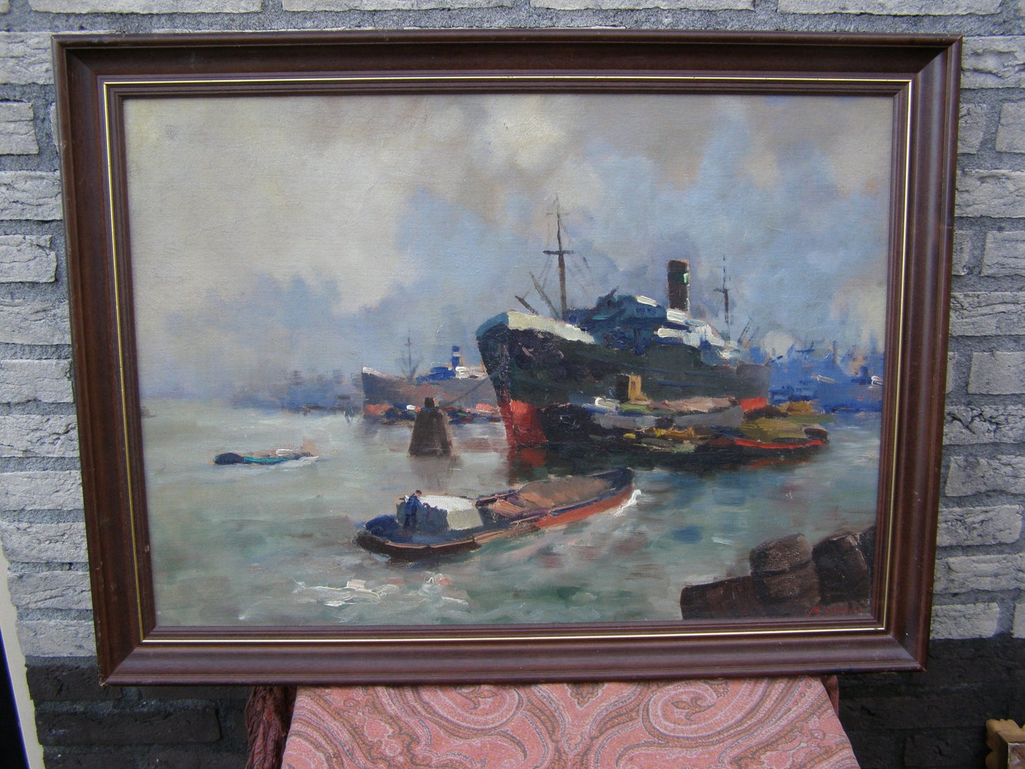 Peinture marine de M. Ottee (pseud. Arnout van Gilst) (1898-1982)