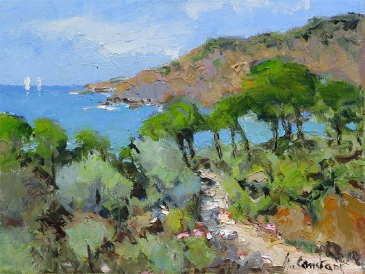 René Constant (1944) - Côte d'Azur - Sur le sentier douanier à Porquerolles